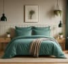 Parure housse de couette coton bleu canard 240x220 cm