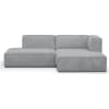 Canapé d'angle droit modulable 4 places en velours côtelé gris clair