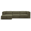 Canapé d'angle à gauche modulable 5 places en velours côtelé vert kaki