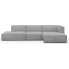 Canapé d'angle droit modulable 6 places en velours côtelé gris clair