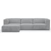 Canapé d'angle gauche modulable 5 places en velours côtelé gris clair
