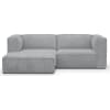 Canapé d'angle gauche modulable 3 places en velours côtelé gris clair
