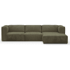Canapé d'angle à droite modulable 5 places en velours côtelé vert kaki