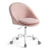 Chaise de bureau réglable pivotant tissu coton-lin rose