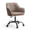 Chaise de bureau ergonomique tissu coton-lin marron