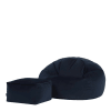 Pouf avec repose-pied velours bleu minuit