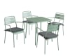 Ensemble table 70x70 cm et 4 chaises de jardin vert menthe