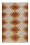 Tapis kilim pure laine tissé main ethnique chic à franges 80x150