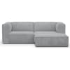 Canapé d'angle droit modulable 3 places en velours côtelé gris clair