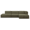 Canapé d'angle à droite modulable 6 places en velours côtelé vert kaki
