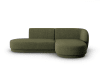 Canapé d'angle droit modulable 4 places en tissu chenille vert chiné