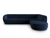 Canapé d'angle droit modulable 5 places en velours bleu roi