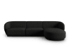Canapé d'angle droit modulable 4 places en tissu chenille noir