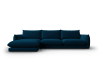 Canapé d'angle gauche 4 places en velours bleu marine