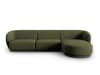 Canapé d'angle droit modulable 4 places en tissu chenille vert chiné