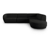 Canapé d'angle droit 5 places en tissu chenille noir