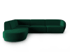 Canapé d'angle gauche modulable 5 places en velours vert bouteille