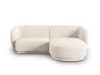Canapé d'angle droit modulable 3 places en tissu chenille beige clair