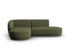Canapé d'angle modulable gauche 4 places en tissu chenille vert chiné