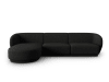 Canapé d'angle gauche modulable 4 places tissu chenille noir