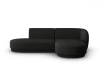 Canapé d'angle droit modulable 4 places en tissu chenille noir