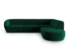 Canapé d'angle droit modulable 5 places en velours vert bouteille