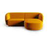 Canapé d'angle droit modulable 3 places en velours jaune