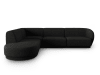 Canapé d'angle gauche 5 places en tissu chenille noir