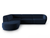 Canapé d'angle gauche modulable 5 places en velours bleu roi
