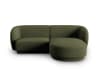 Canapé d'angle droit modulable 3 places en tissu chenille vert chiné