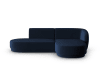 Canapé d'angle droit modulable 4 places en velours bleu roi