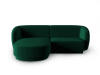 Canapé d'angle gauche modulable 3 places en velours vert bouteille