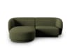 Canapé d'angle gauche modulable 3 places en tissu chenille vert chiné