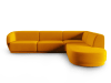 Canapé d'angle droit modulable 5 places en velours jaune