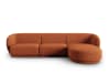 Canapé d'angle droit modulable 4 places en chenille Terracotta
