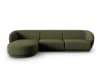 Canapé d'angle gauche modulable 4 places en tissu chenille vert chiné