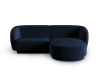 Canapé d'angle droit modulable 3 places en velours bleu roi