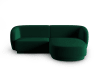 Canapé d'angle droit modulable 3 places en velours vert bouteille