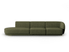 Canapé modulable gauche 4 places en tissu chenille vert chiné