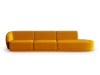 Divano modulare destro 4 posti in velluto giallo