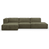 Canapé d'angle à gauche modulable 6 places en velours côtelé vert kaki