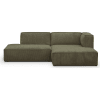 Canapé d'angle à droite modulable 4 places en velours côtelé vert kaki