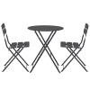 Table de jardin ronde rabattable et 2 chaises pliantes gris anthracite