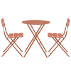 Table de jardin ronde rabattable et 2 chaises pliantes terracotta