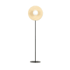Lampadaire circulaire avec pièce effet bois et sphère blanche