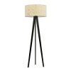 Lámpara de pie trípode de madera con pantalla de corcho
