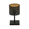 Lámpara de mesa con base rectangular negro e interior dorado
