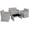 Canapé de jardin Lounge en rotin Pour 4 personnes gris tacheté/gris