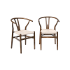 Chaise en bois marron vieilli et cordes (lot de 2)