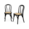 Chaise en bois et rotin arrondie noir (lot de 2)